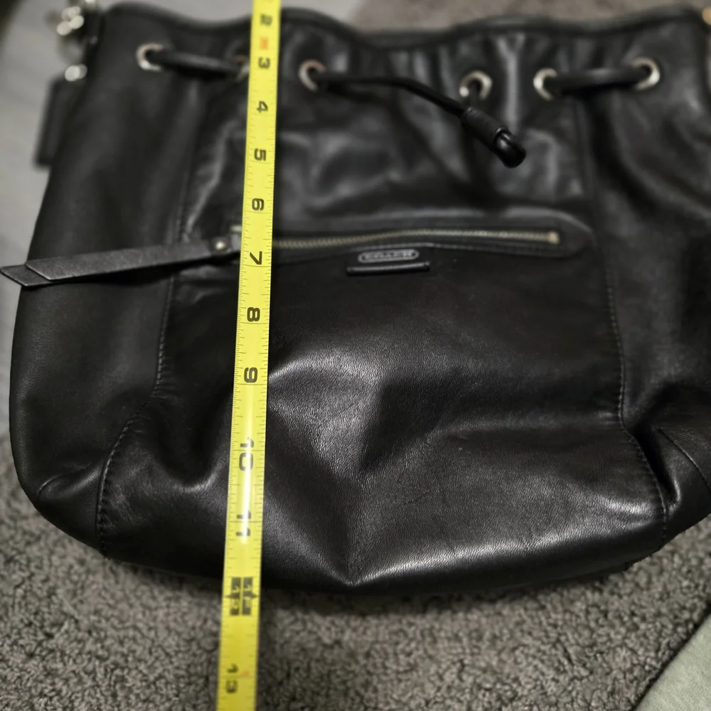 Coach Black Leather Drawstring Shoulder Bag - Picture 6 of 8